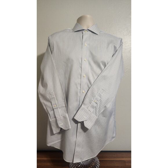 Brooks Brothers 1818 Regent S 15 1/2-32 White Blue/Black Stripe Cotton... - Picture 1 of 6